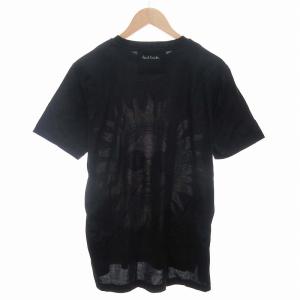 PAUL SMITH Tシャツ カットソー 太陽モチーフ スリット ロゴ クルーネック 半袖 L 黒 ブラック