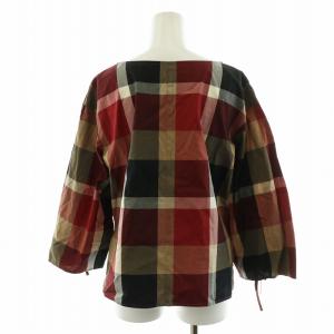 BLUE LABEL CRESTBRIDGE シャツ ブラウス 長袖 チェック柄 コットン 36 S 赤 レッド 黒 ブラック