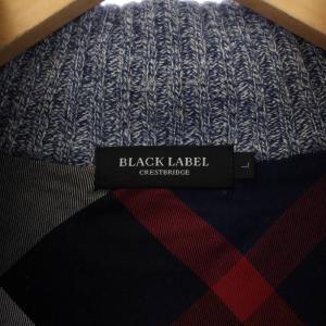 BLACK LABEL CRESTBRIDGE カーディガン ニット 長袖 ハイネック ウール L 青 ブルー 51N03-802-26