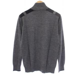 BLACK LABEL CRESTBRIDGE ニットジャケット ジップアップ ハイネック チェック ロゴ刺繍 ウール L グレー 51N22-821-04