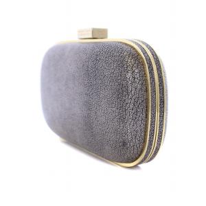 ANYA HINDMARCH クラッチバッグ パーティバッグ がま口 レザー 黒 ブラック ゴールド