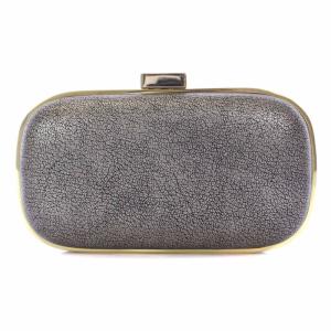 ANYA HINDMARCH クラッチバッグ パーティバッグ がま口 レザー 黒 ブラック ゴールド