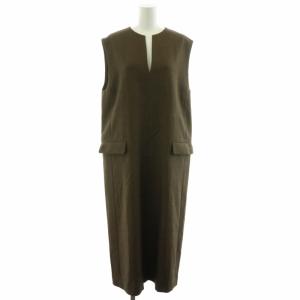 BY ツイードライク キーネックジャンパースカート ジャンスカ ミモレ ロング S 茶 ブラウン 16261444057