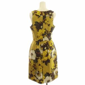 kate spade new york ワンピース 花柄 ノースリーブ リボン ひざ丈 2 M マスタード
