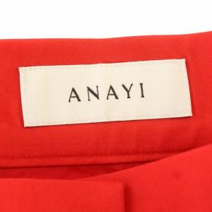 ANAYI フレアスカート ひざ下 ミモレ ボタン スカート 38 M 赤 レッド