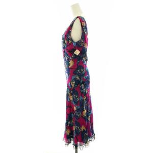 DIANE von FURSTENBERG SUFFOLK フレアワンピース ひざ丈 総柄 レース ノースリーブ シルク 2 S マルチカラー タグ付き