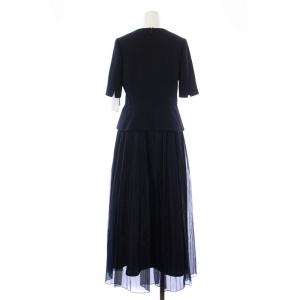 CELFORD 19AW ぺプラムドッキングワンピース 半袖 ロング Vネック 36 S 紺 ネイビー