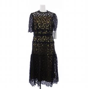 20SS ペイズリーレースワンピース 半袖 ロング 38 M 黒 ブラック cwfo201022