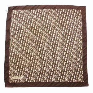 Christian Dior ヴィンテージ スカーフ トロッター柄 総柄 シルク 絹100％ 茶 ブラウン アイボリー