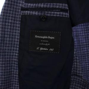 Ermenegildo Zegna テーラードジャケット シングル 2B サイドベンツ チェック 7-48C M 紺 ネイビー