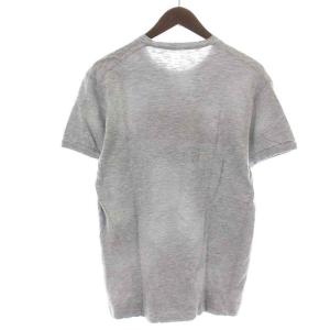 DSQUARED2 Tシャツ カットソー 半袖 クルーネック ダメージ加工 ロゴプリント ベロア M グレー ピンク