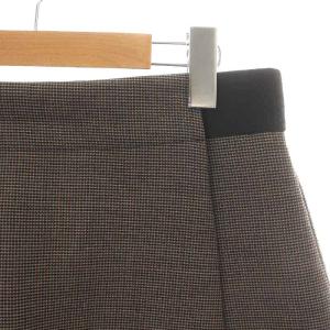 Drawer フレアスカート ひざ丈 タック 総柄 ウール 絹 シルク 38 M 茶 ブラウン