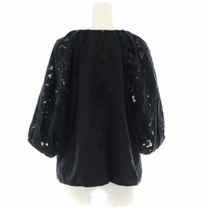 TICCA プルオーバーシャツ ブラウス カットワーク 刺繍 バルーンスリーブ ラグランスリーブ 七分袖 F 黒 ブラック
