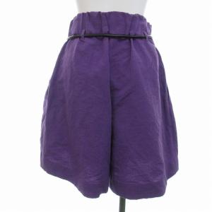 ELENDEEK 22SS キュロット ショートパンツ ハーフ 麻 リネン混 ベルト付き 02 M 紫 パープル