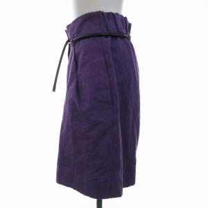 ELENDEEK 22SS キュロット ショートパンツ ハーフ 麻 リネン混 ベルト付き 02 M 紫 パープル