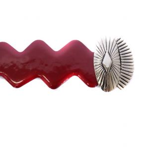 TOGA PULLA 16AW メタルコンチョベルト パイソン型押し レザー 赤 レッド