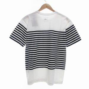 THE NORTH FACE タグ付き S/S Panel Border Tee Tシャツ カットソー ボーダー ロゴ 刺繍 半袖 L 紺 ネイビー 白