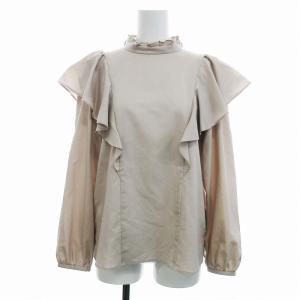 BLUE LABEL CRESTBRIDGE ブラウス フリル ボウタイ リボン付き 38 M 長袖 ベージュ