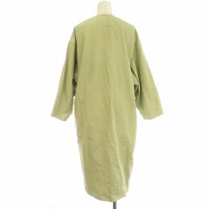 sisii レザー ノーカラーコート 牛革 ロング コート XS グリーン 黄緑