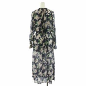 BEAUTY&YOUTH UNITED ARROWS リバティプリント ギャザーロングワンピース 2WAY クルーネック 長袖 M 紺 ネイビー 16261623091