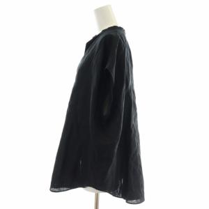 IENA 22SS リネンノースリーブスキッパーシャツ 麻 ブラウス プルオーバー ノースリーブ ドルマンスリーブ フリー F 黒 ブラック