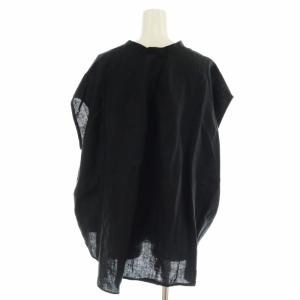 IENA 22SS リネンノースリーブスキッパーシャツ 麻 ブラウス プルオーバー ノースリーブ ドルマンスリーブ フリー F 黒 ブラック