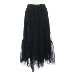IENA 23AW ドットチュールプリーツスカート ロング イージー 36 S 黒 ブラック 23060900401040