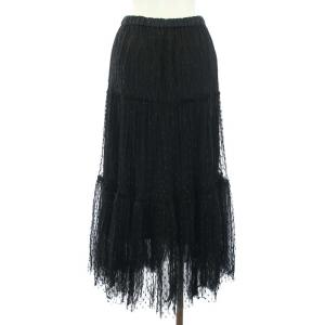 IENA 23AW ドットチュールプリーツスカート ロング イージー 36 S 黒 ブラック 23060900401040
