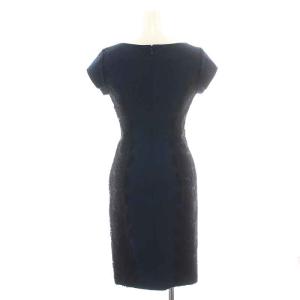 DIANE von FURSTENBERG DF STUDIO タイトワンピース ひざ丈 半袖 Vネック レース ストレッチ 0 XS 紺 ネイビー 黒 ブラック