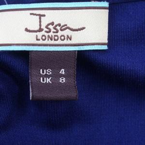 ISSA LONDON ワンピース タイト 長袖 ひざ丈 8 S相当 青 ブルー