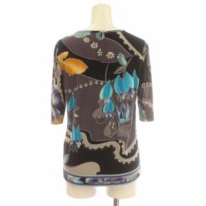 LEONARD FASHION カットソー 花柄 半袖 38 M 黒 ブラック