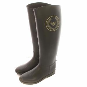 GIORGIO ARMANI レインブーツ ラバーブーツ ロング ジョッキー 長靴 35 22.5cm チャコールグレー