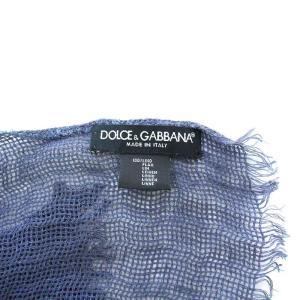 DOLCE&GABBANA ストール ショール 大判 フリンジ 麻 リネン 紺 ネイビー