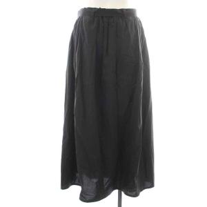 JOHN SMEDLEY フレアスカート ロング マキシ ベルト ギャザー S 黒 ブラック