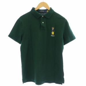 ポロシャツ カットソー ロゴ ポロベア 刺繍 半袖 M 緑 グリーン