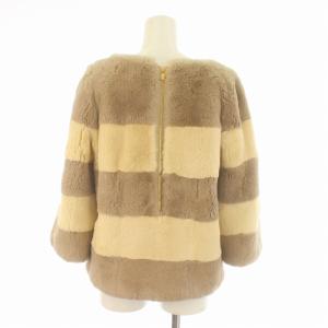 GRACE CONTINENTAL レッキスファーTOP カットソー ラビットファー プルオーバー ボーダー 長袖 36 S 茶 ブラウン ベージュ