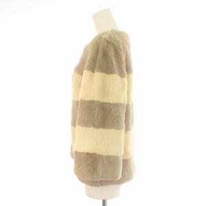 GRACE CONTINENTAL レッキスファーTOP カットソー ラビットファー プルオーバー ボーダー 長袖 36 S 茶 ブラウン ベージュ