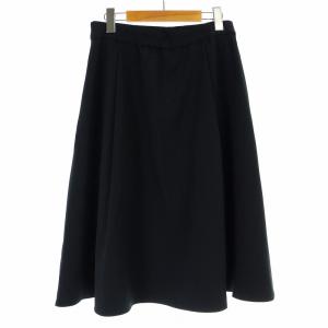 René 23年製 フレアスカート ひざ丈 フェイクボダン ストレッチ 34 S 黒 ブラック 6334120 /KU