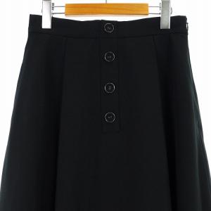 René 23年製 フレアスカート ひざ丈 フェイクボダン ストレッチ 34 S 黒 ブラック 6334120 /KU