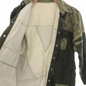 Seveskig DYE BANDANA SHIRT バンダナ シャツ パッチワーク 総柄 カットオフ 長袖 S カーキ