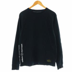 UEN LONG SLEEVE TEE Tシャツ カットソー 長袖 クルーネック ロゴ プリント 1 S 黒 ブラック UE-190021