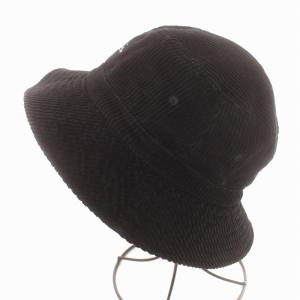 STUSSY 帽子 ハット コーデュロイ ロゴ刺繍 S/M 黒 ブラック