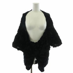 カーディガン 7分袖 変形 ベロア切替 黒 ブラック