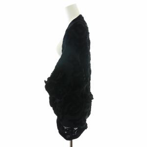 me ISSEY MIYAKE カーディガン 7分袖 変形 ベロア切替 黒 ブラック