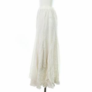 Plage 22SS glace flare スカート フレア ロング マキシ カットオフ 麻 リネン混 ペチコート付き 34 XS 白