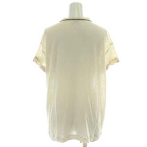BRUNELLO CUCINELLI Tシャツ カットソー 半袖 スリットネック 装飾 ロールアップ 麻 リネン 絹 シルク混 M アイボリー