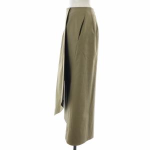 ENFOLD 変形スカート アシメ ロング ミモレ スリット 36 S カーキ