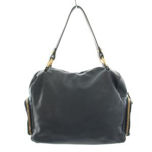 TOD'S ハンドバッグ マルチポケット レザー 保存袋付き 紺 ネイビー ゴールド