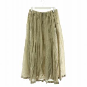 ebure 21SS フレアスカート ミモレ ロング 麻 リネン 36 S ベージュ 3310500135