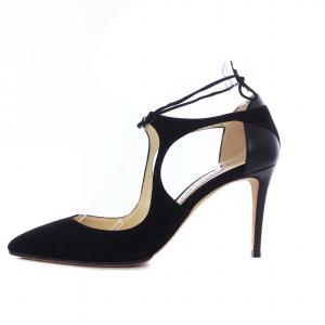 JIMMY CHOO VANESSA SUEDE パンプス スエード ピンヒール ハイヒール リボン 38 25cm 黒 ブラック